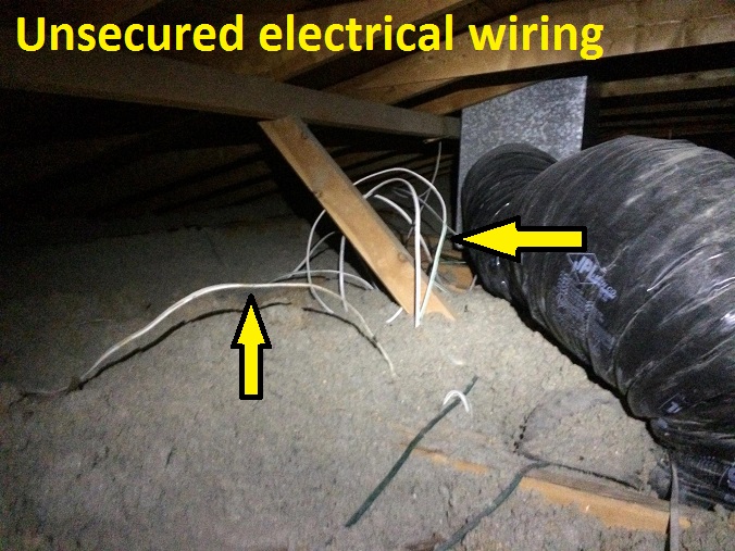 Electrical-unsecured-wiring-in-attic
