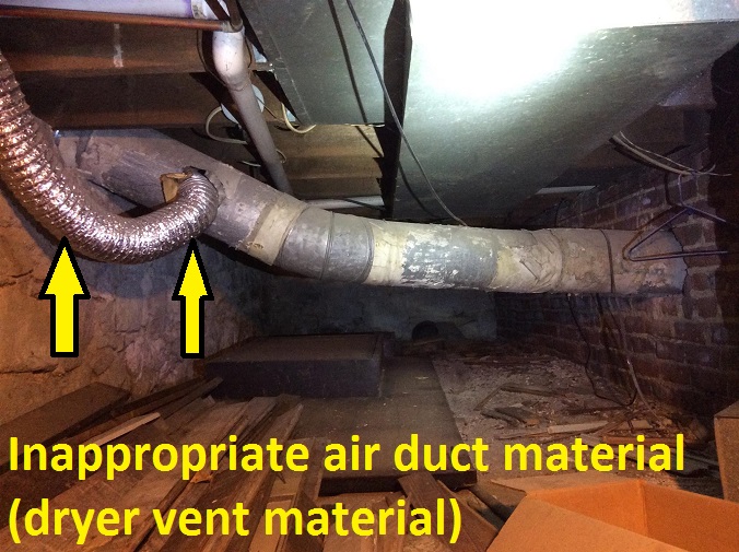 HVAC-inapproptiate-duct-pipe-material